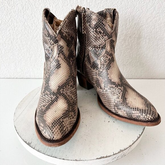 Lane PLAIN JANE Womens Cowboy Bootie 10.5 Western Brown Snakeprint Cowgirl Ankle - Picture 11 of 11